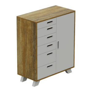 Comoda Nordic 1 puerta 6 cajones 90